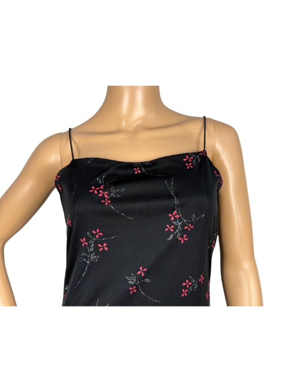 Vintage Y2K Byer Too California Black Floral Slip Dress Womens M Spaghetti Strap - Picture 3 of 8